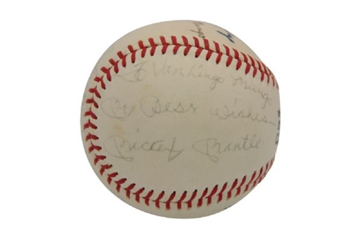 Multi-Signed Baseball to Van Lingle Mungo with Mickey Mantle, Joe DiMaggio and Casey Stengel